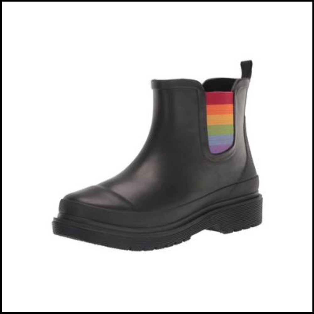 Chooka Ballard Rain Boots - Black/Multicolor Rainbow - Size: US7